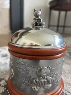 Silver Teddy Bear Figurine Accent